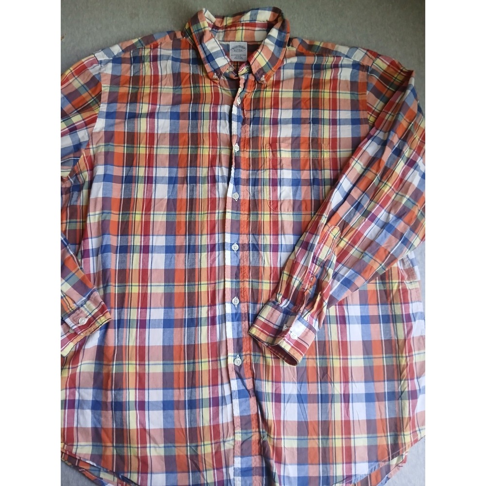 Brooks Brothers Shirt XXL Preppy Madras Check Button Down Slim Fit Cotton